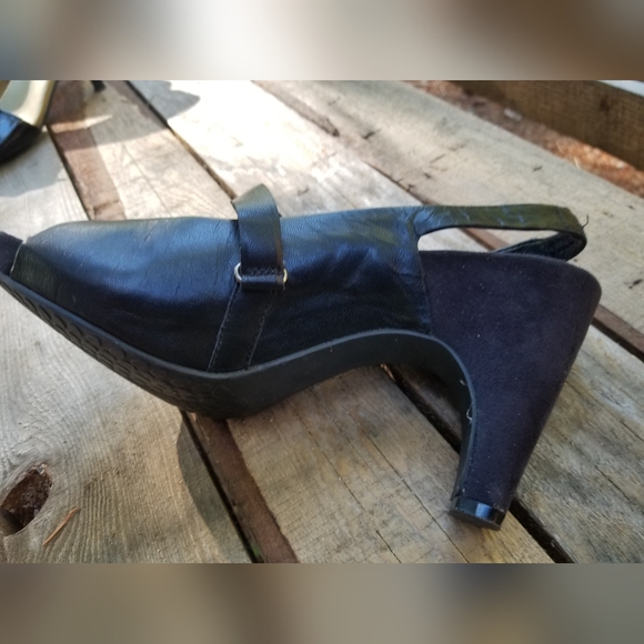 Size 10 High Heel Sandle Shoes Black Tsubo & White Clark's Artisan Collection - Picture 6 of 15